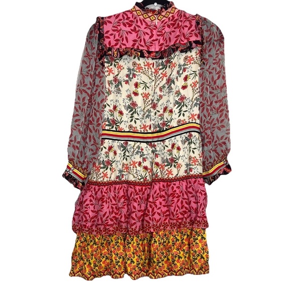 Alice + Olivia Kathy Floral Tiered Mini Dress, Size 6 - Picture 6 of 16